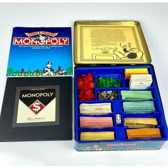 1985 Parker Brothers 1935 Commemorative Monopoly Edition Board Game in Tin Box Y - Picture 5 of 12